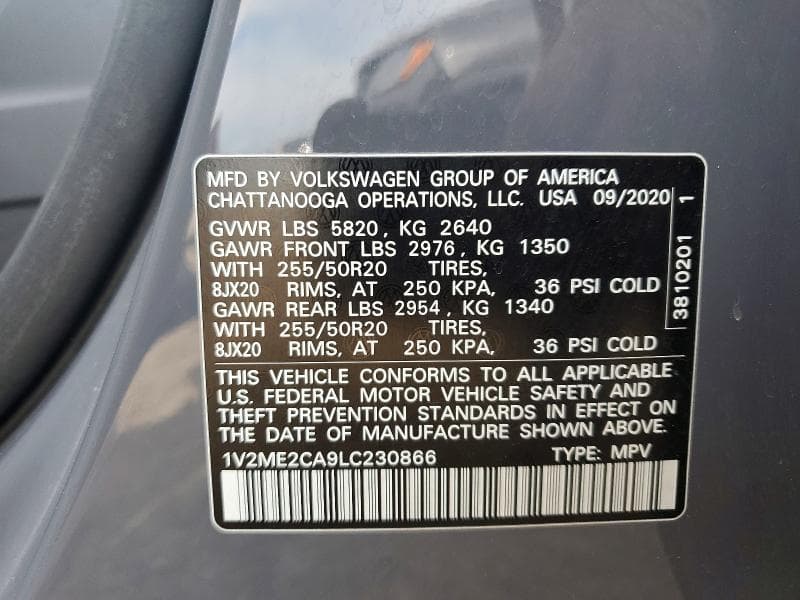 2020 VOLKSWAGEN ATLAS CROSS SPORT SEL 13