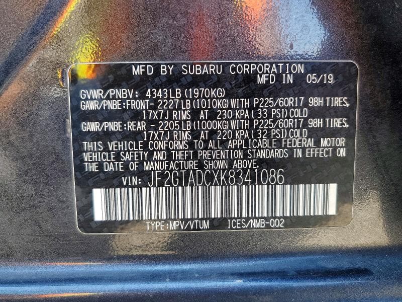 2019 SUBARU CROSSTREK PREMIUM 13