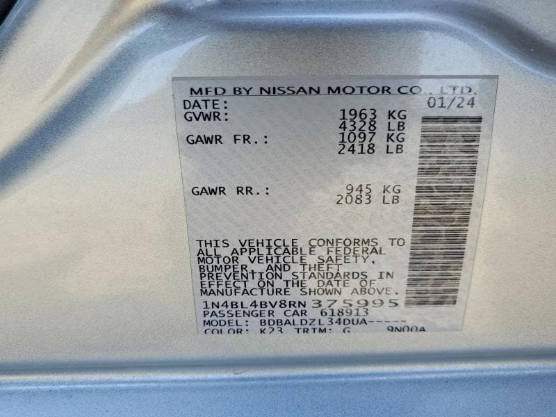 2024 NISSAN ALTIMA S 12
