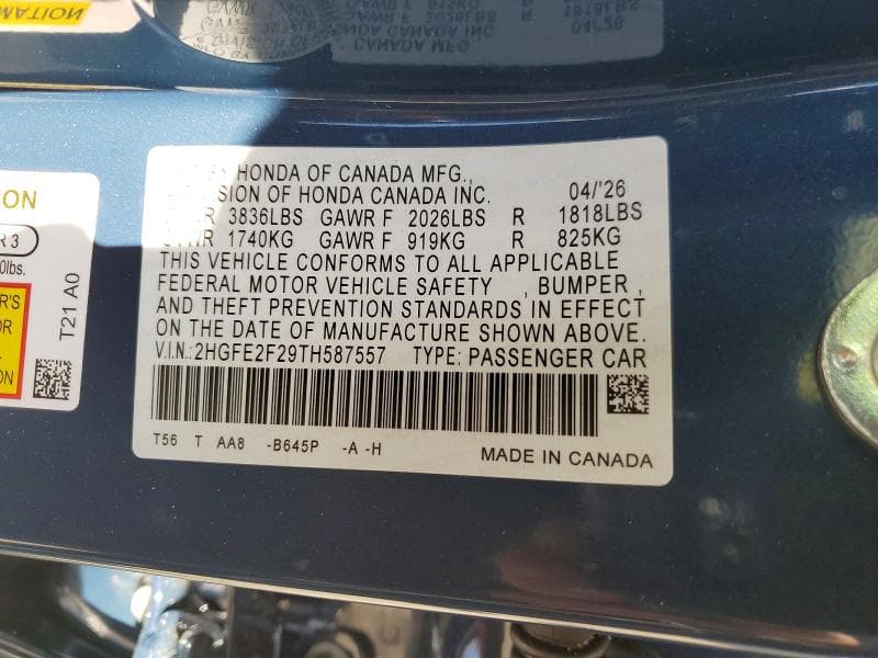 2026 HONDA CIVIC LX 12