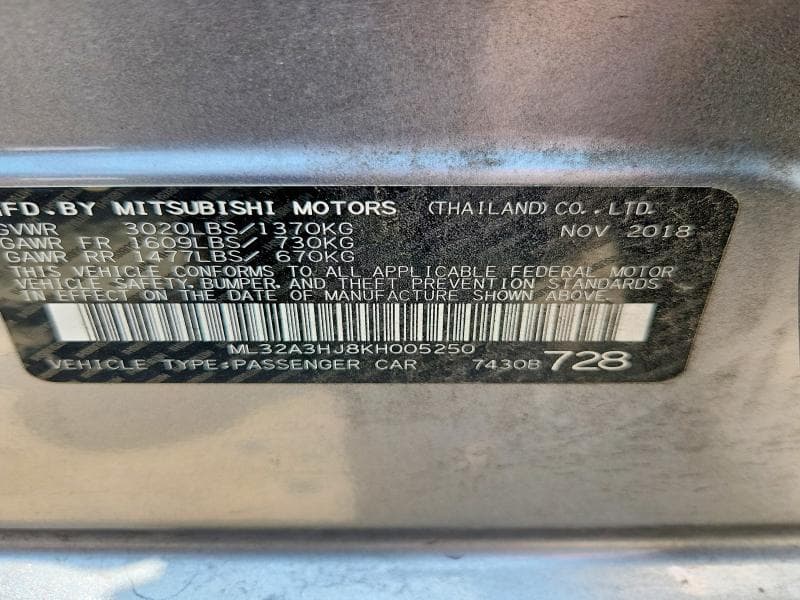 2019 MITSUBISHI MIRAGE ES ES 12