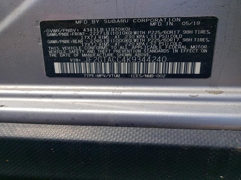 2019 SUBARU CROSSTREK PREMIUM PREMIUM 12