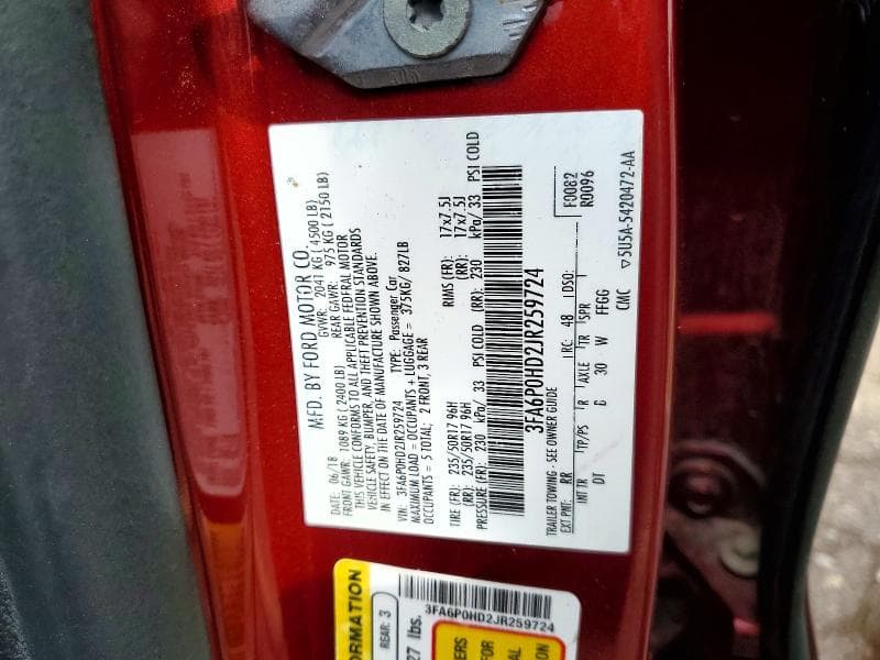 2018 FORD FUSION SE 12