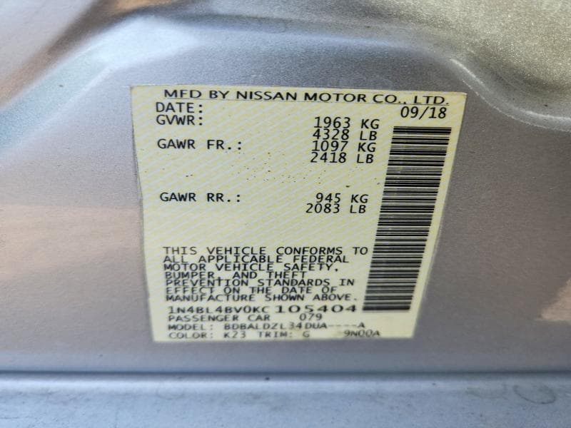 2019 NISSAN ALTIMA S 13