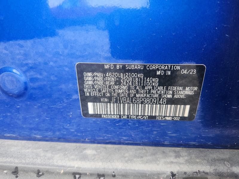 2023 SUBARU WRX LIMITED 12