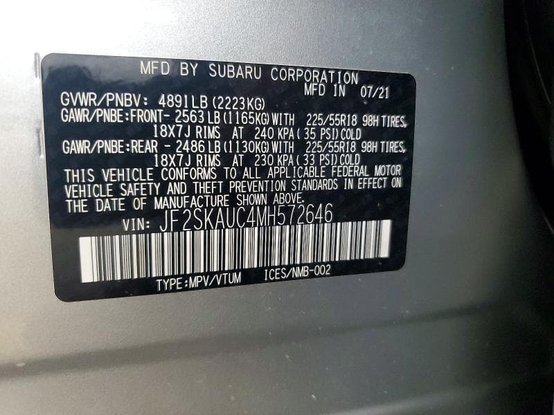 2021 SUBARU FORESTER LIMITED 13