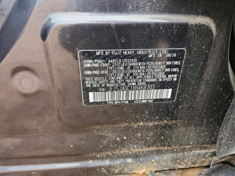 2017 SUBARU FORESTER 2.5I PREMIUM 2.5I PREMIUM 12