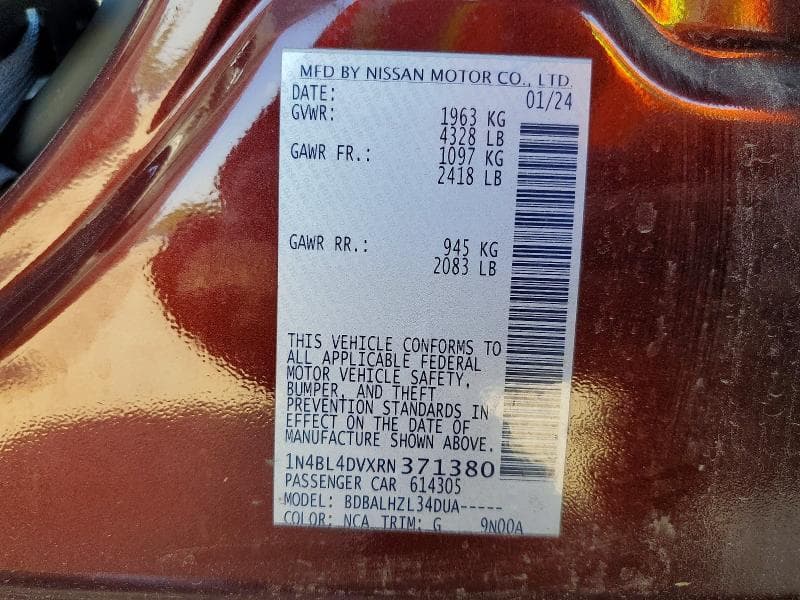2024 NISSAN ALTIMA SV 12