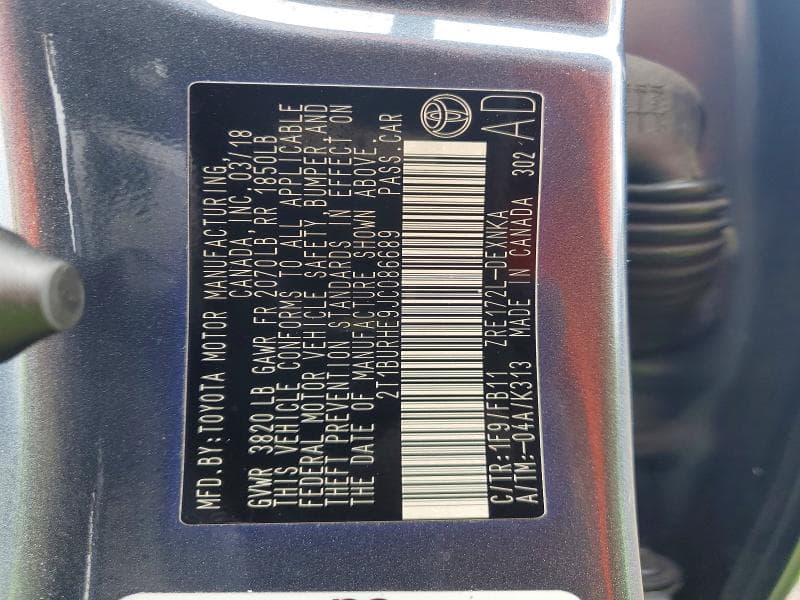 2018 TOYOTA COROLLA LE 12