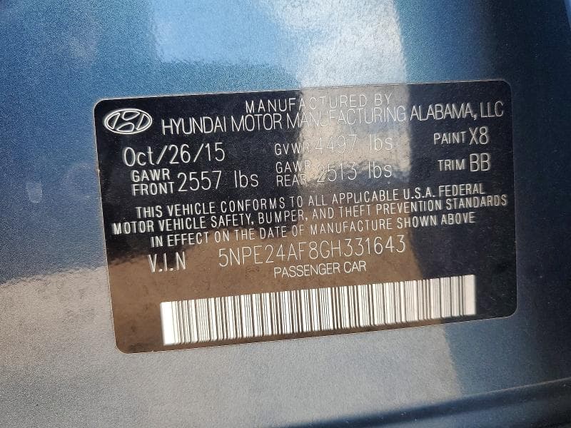 2016 HYUNDAI SONATA SE SE 12