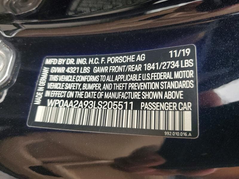 2020 PORSCHE 911 CARRERA 13