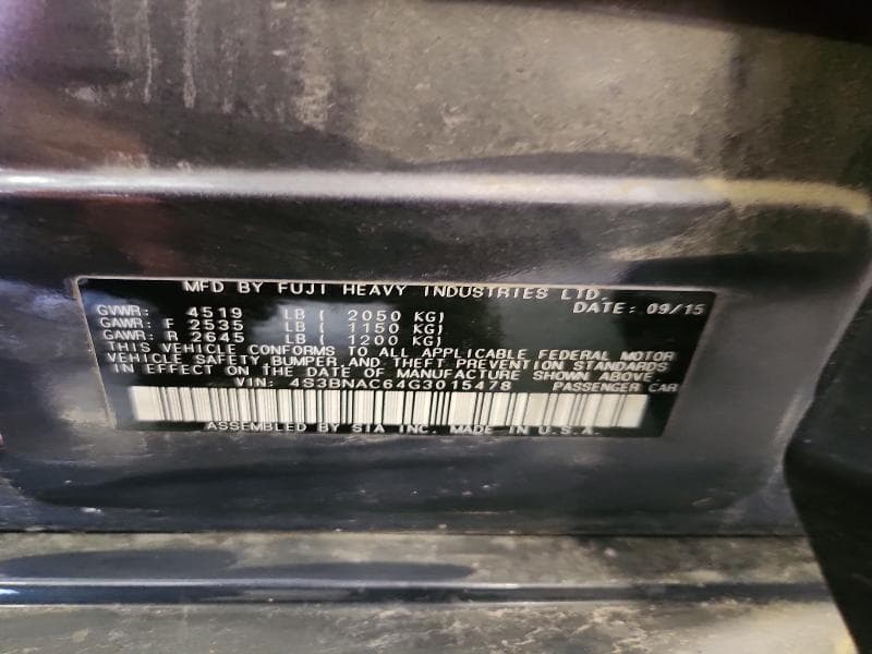 2016 SUBARU LEGACY 2.5I PREMIUM 2.5I PREMIUM 12