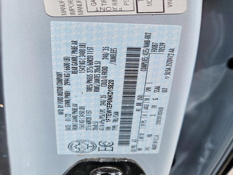 2022 FORD F150 SUPERCREW 12
