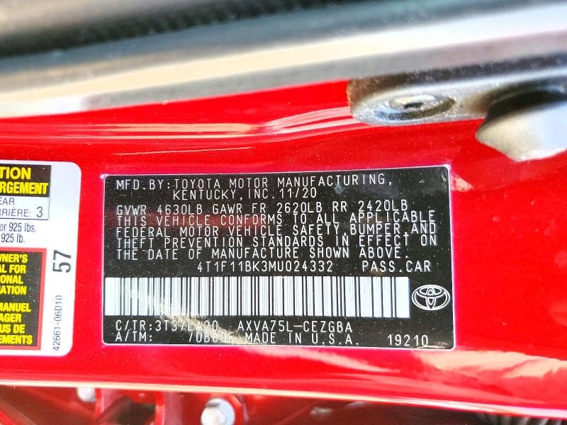 2021 TOYOTA CAMRY XLE XLE 12