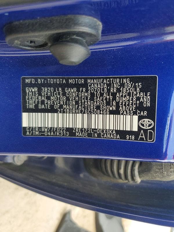 2016 TOYOTA COROLLA S PLUS 12