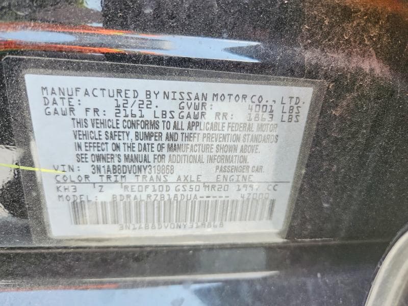 2022 NISSAN SENTRA SR 12