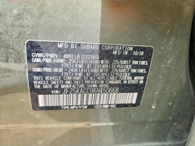 2019 SUBARU FORESTER 13