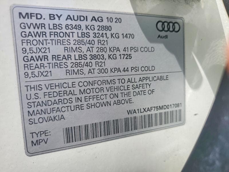 2021 AUDI Q7 PREMIUM PLUS PREMIUM PLUS 13