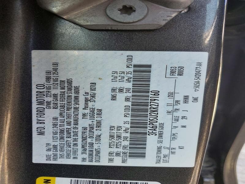 2019 FORD FUSION TITANIUM 12
