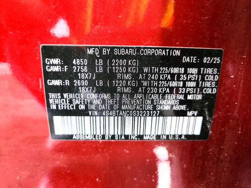 2025 SUBARU OUTBACK LIMITED LIMITED 12