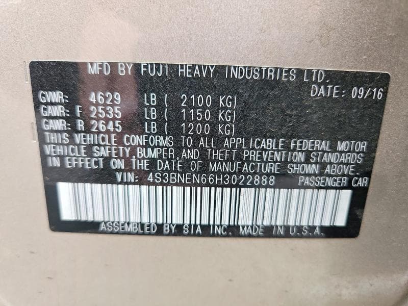 2017 SUBARU LEGACY 3.6R LIMITED 3.6R LIMITED 12