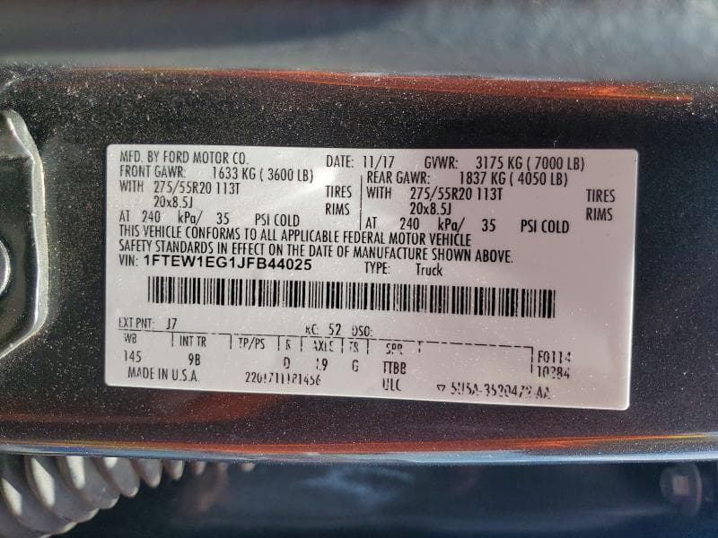 2018 FORD F150 SUPERCREW 12