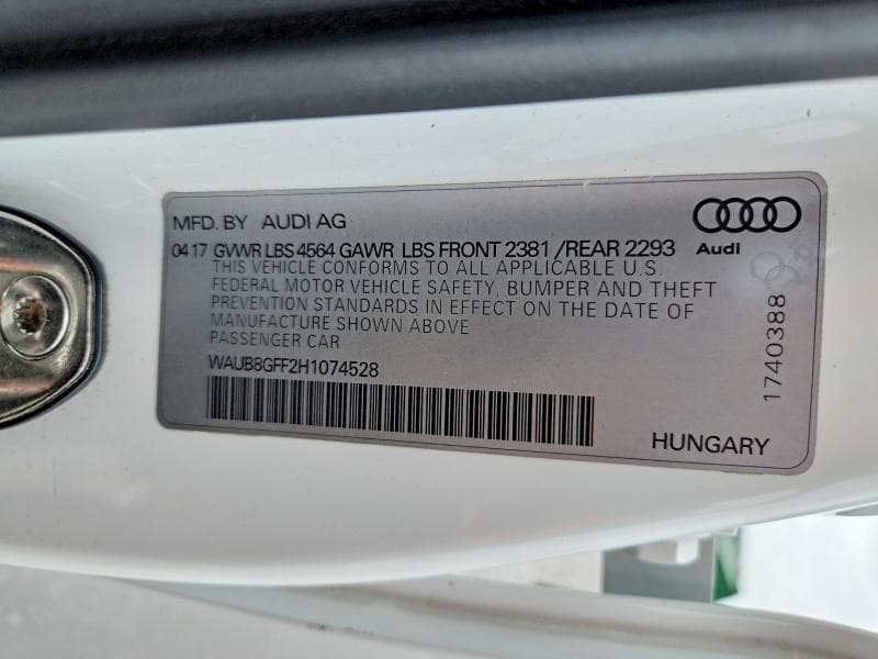 2017 AUDI A3 PREMIUM 12