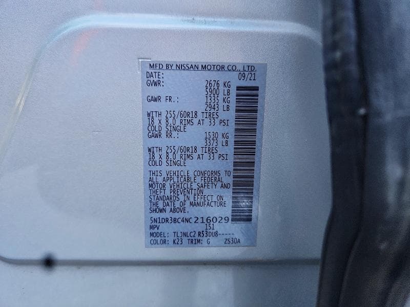 2022 NISSAN PATHFINDER SV 13