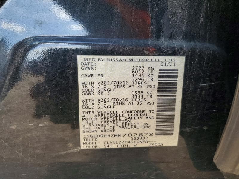 2021 NISSAN FRONTIER SV SV 12