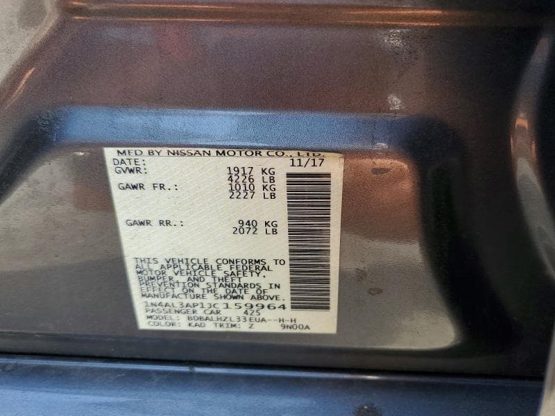 2018 NISSAN ALTIMA 2.5 SR 12