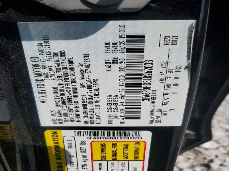 2020 FORD FUSION SE 12