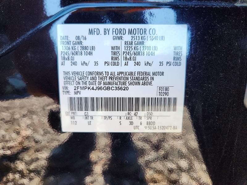 2016 FORD EDGE SEL SEL 12