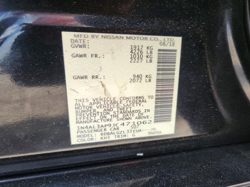 2018 NISSAN ALTIMA 2.5 S 13