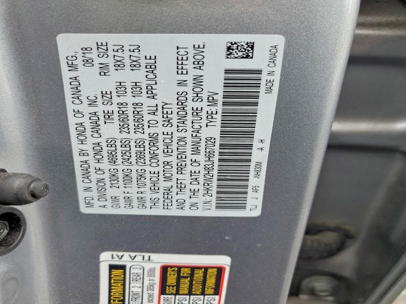2018 HONDA CR-V EXL 14