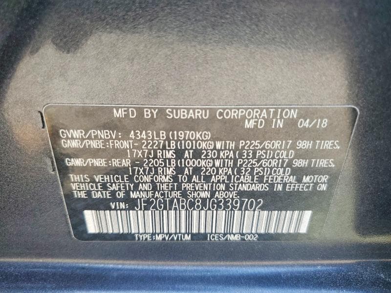 2018 SUBARU CROSSTREK PREMIUM 13