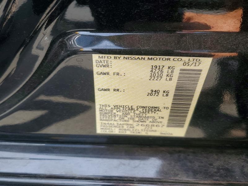 2017 NISSAN ALTIMA 2.5 SV 2.5 SV 12