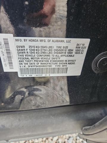 2019 HONDA PILOT EX 13