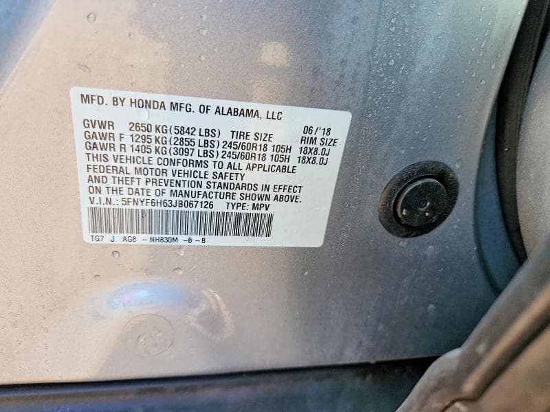 2018 HONDA PILOT EXL EXL 13
