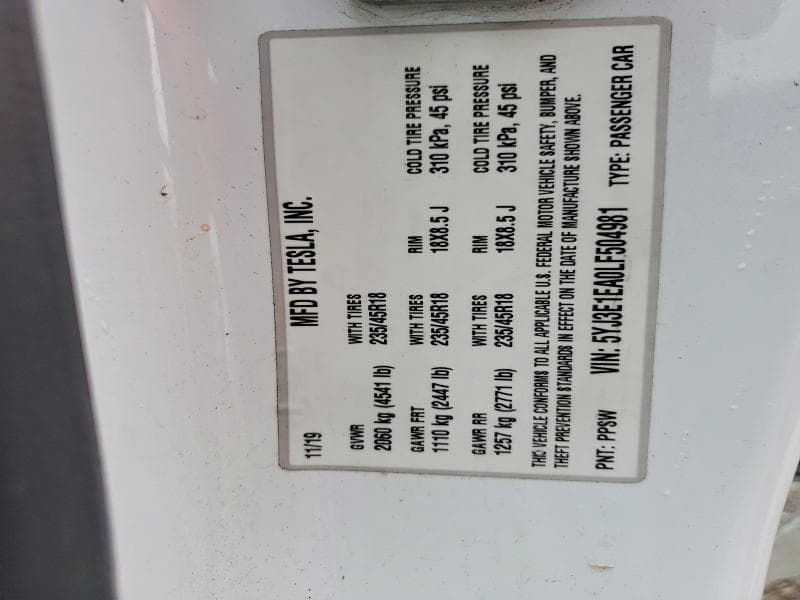 2020 TESLA MODEL 3 13