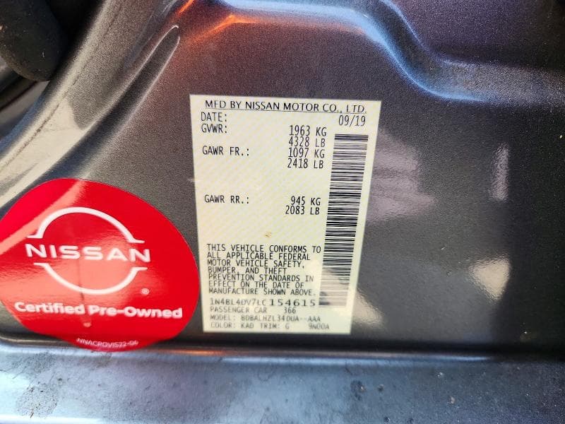 2020 NISSAN ALTIMA SV 12