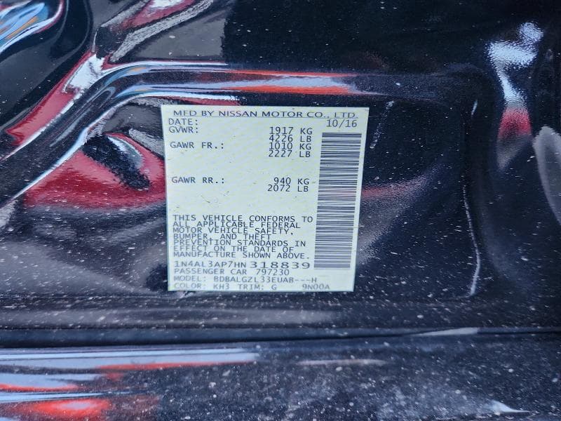 2017 NISSAN ALTIMA 2.5 S 12