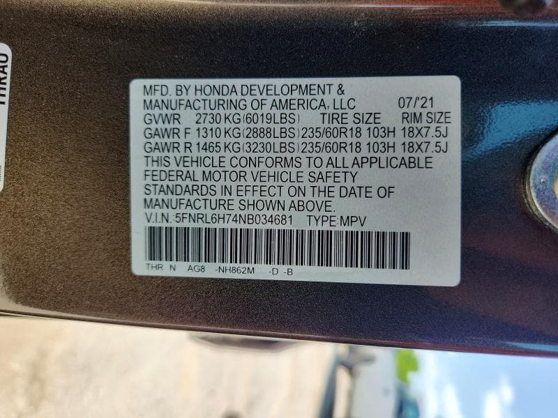 2022 HONDA ODYSEY 13