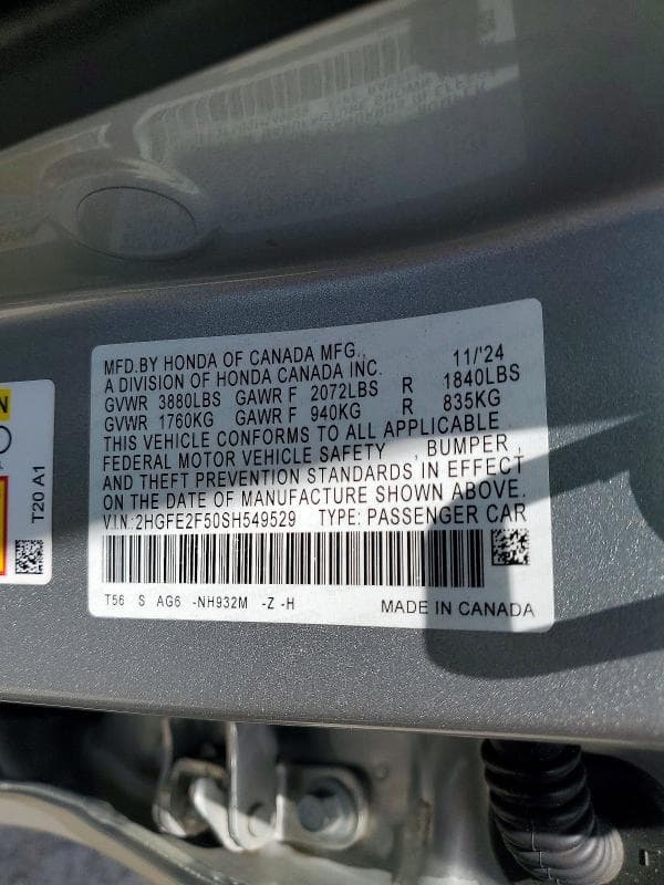 2025 HONDA CIVIC SPORT SPORT 12