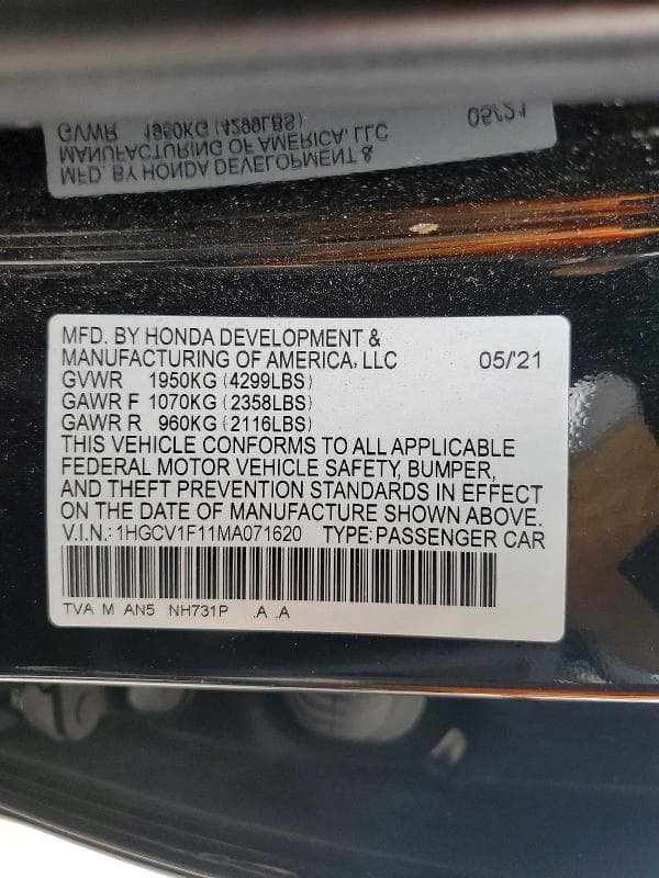 2021 HONDA ACCORD LX 13