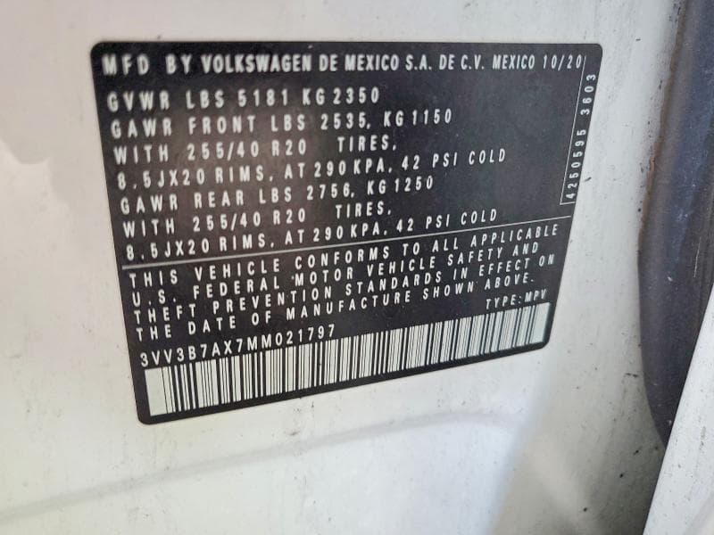 2021 VOLKSWAGEN TIGUAN SE 12