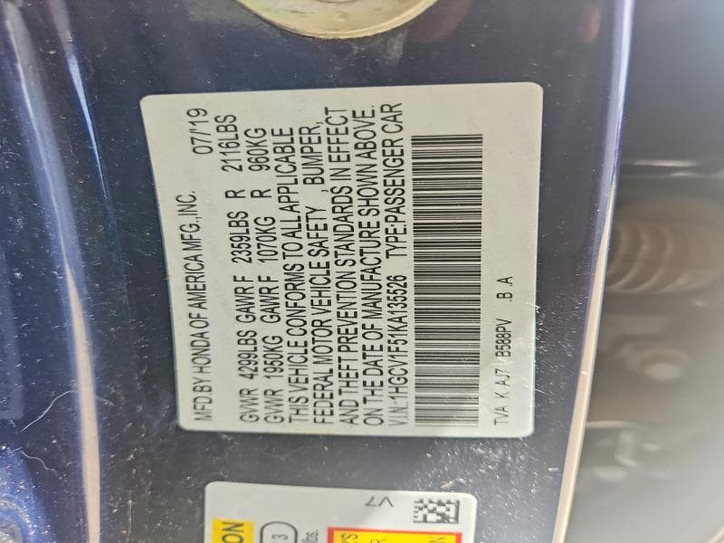 2019 HONDA ACCORD EXL EXL 13