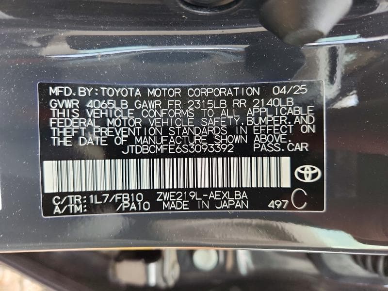 2025 TOYOTA COROLLA HYBRID LE LE 12