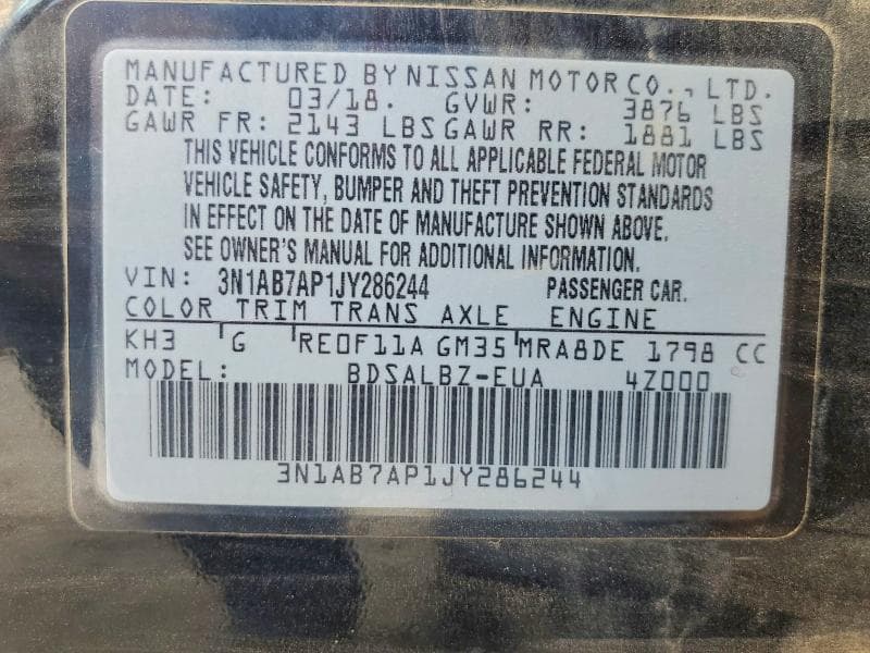 2018 NISSAN SENTRA S S 13