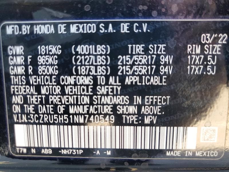 2022 HONDA HR-V EX 13