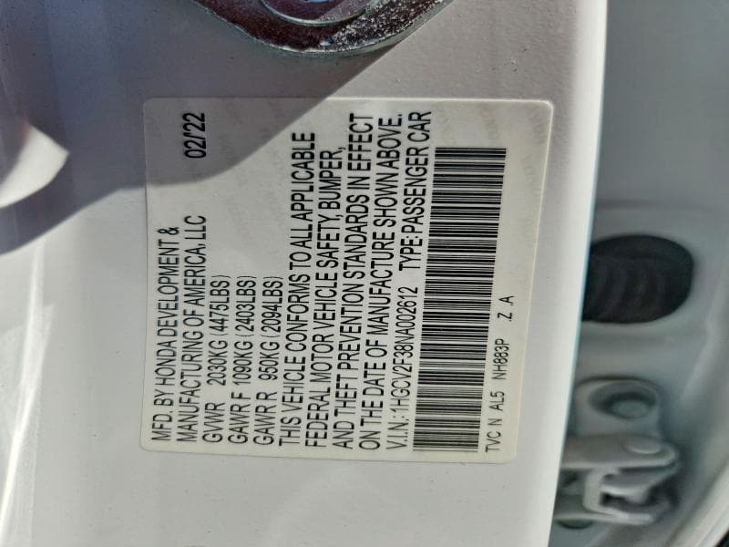 2022 HONDA ACCORD SPORT SPORT 12